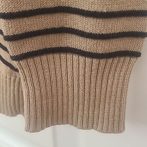 Volcom Tan and Black Striped Cardigan Cotton Blend Light Weight Size S - Picture 5 of 11